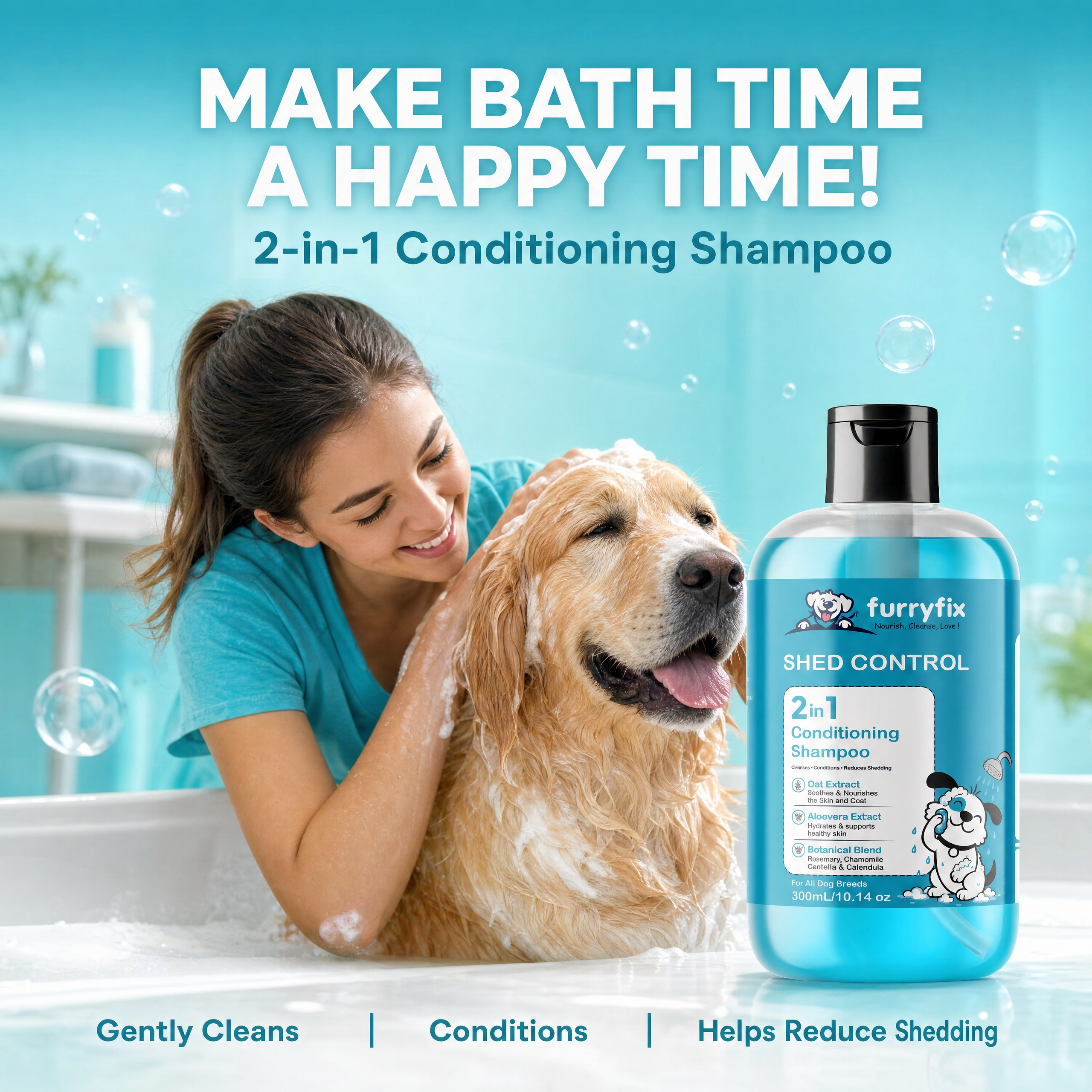 FurryFix Shed Control 2-in-1 Conditioning Shampoo, 300 mL, image 2 of 7