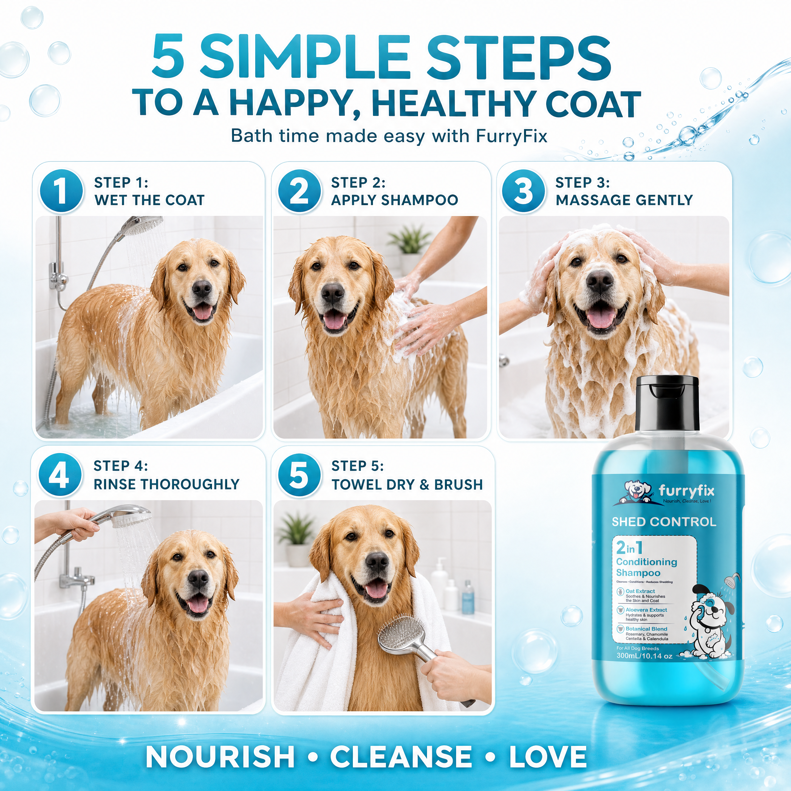 FurryFix Shed Control 2-in-1 Conditioning Shampoo, 300 mL, image 6 of 7