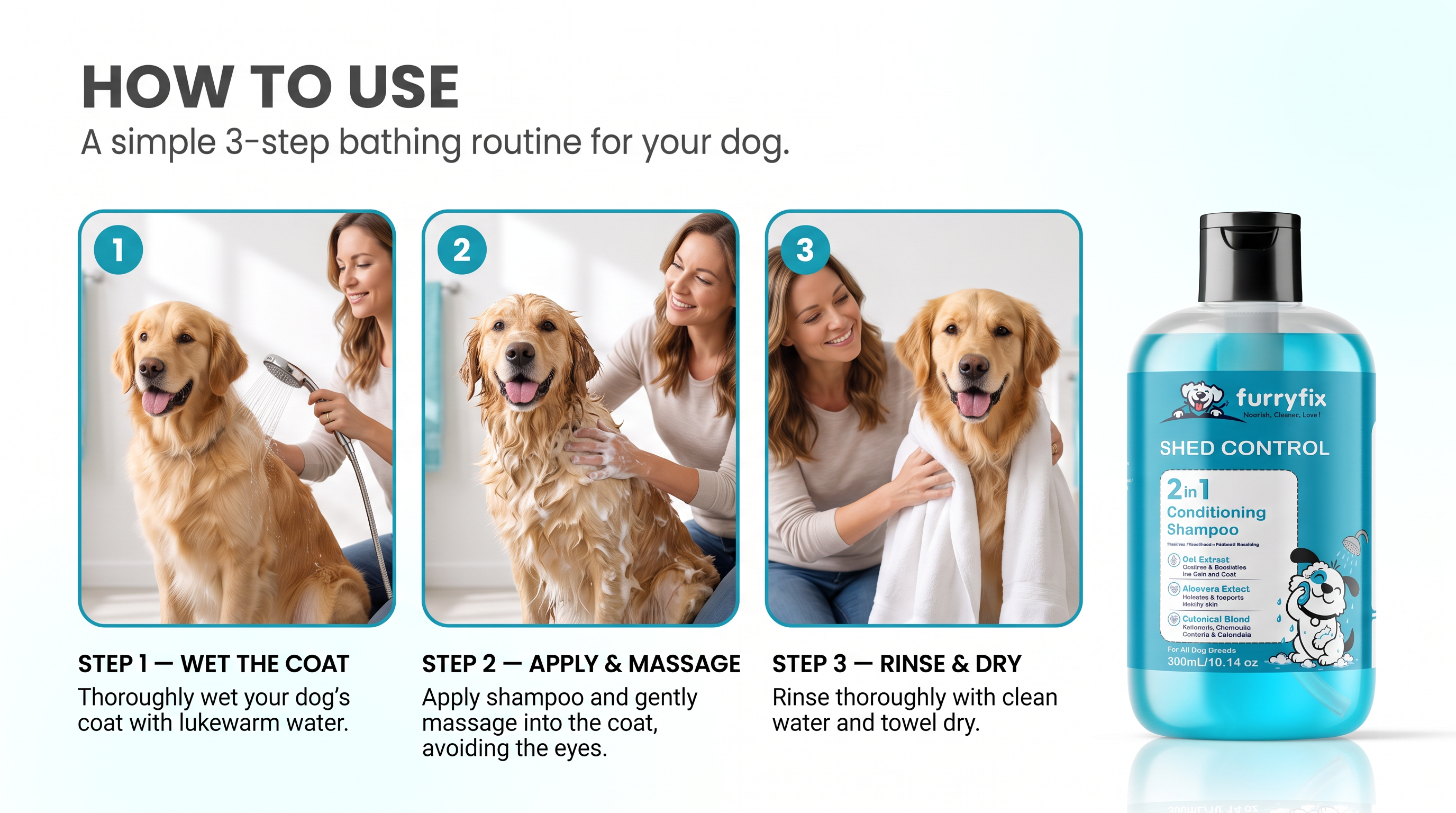 FurryFix Shed Control shampoo details, image 3 of 7